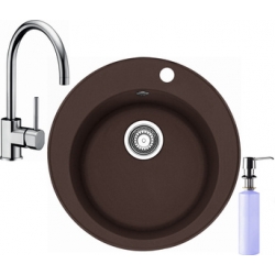 Zlewozmywak Franke ROG 610 ciemny brąz + bateria FC 650 + dozownik FD 300